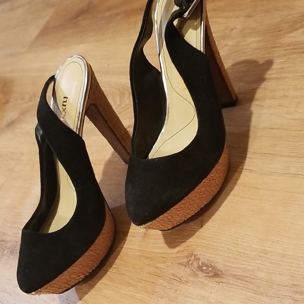 Luxury Rebel Black and Tan Platform Heels